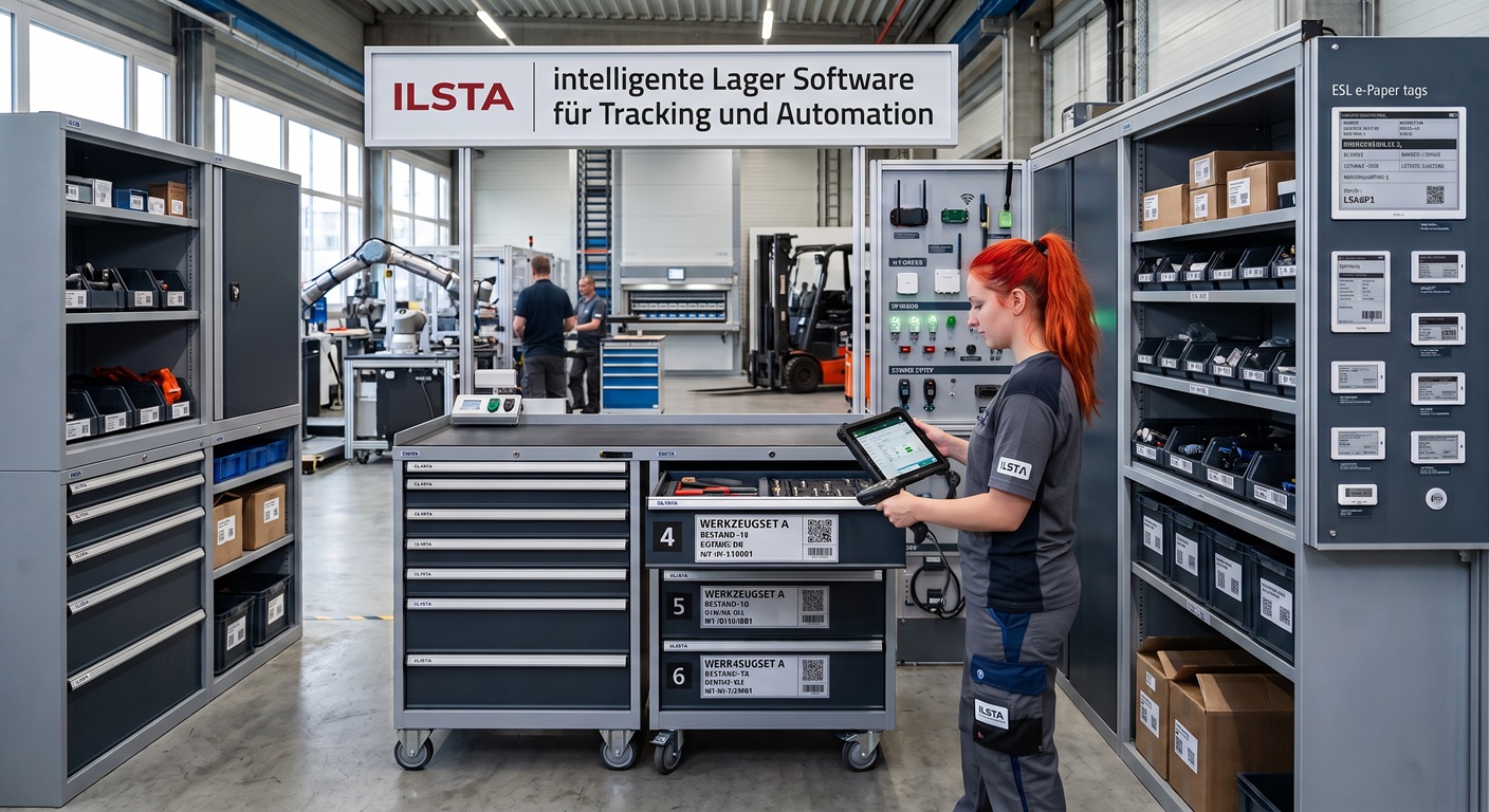 ILSTA Intelligente Lager Software im Praxis-Einsatz mit e-Paper Tags und Arbeitsplatz